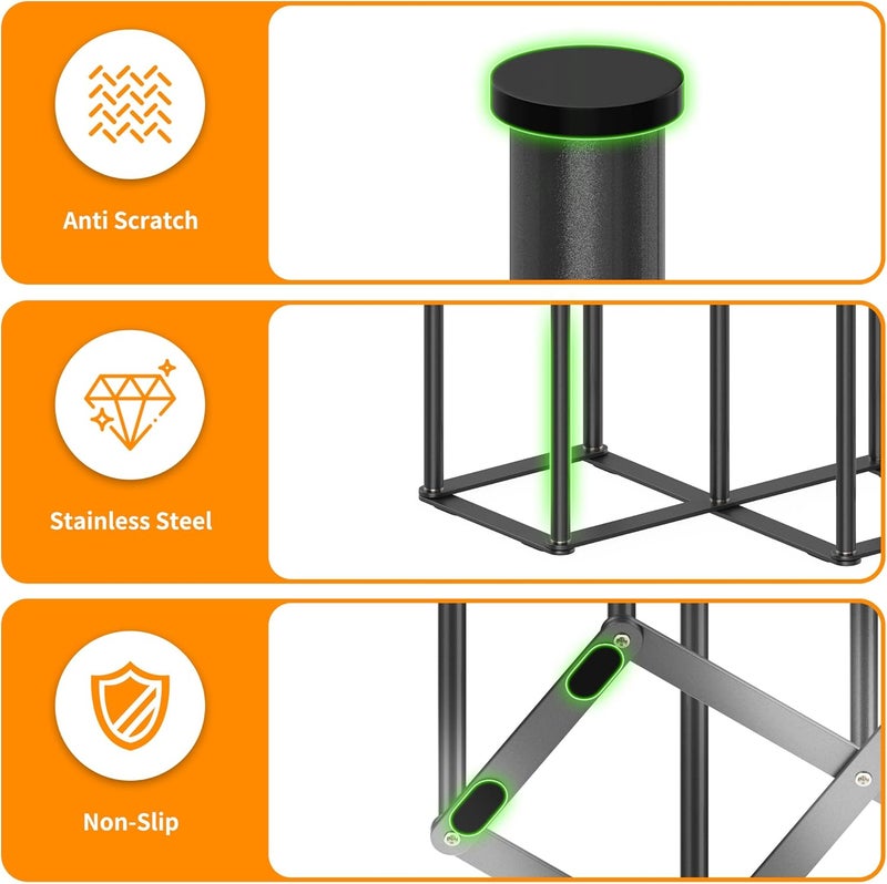 PLUVON Foldable Baby Bottle Drying Rack-10 Poles Water Bottle Organizer for Cups,Travel Mugs,Silicone Bags- Collapsible Stainless Steel Bottle Rack Dryer (Gray) - Image 4